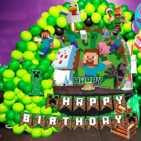 27PC Minecraft Temática Globos , Adecuado Para Los Niños De La Fiesta De  Cumpleaños Suministros De Látex 0-9 Aluminio
